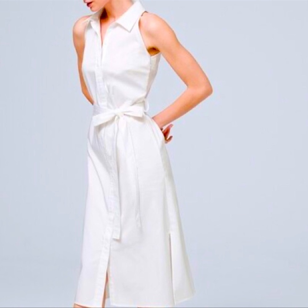 White House Black Market - Sleeveless Button Down White Shirt Dress - NWT